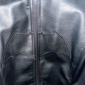Women’s leather jacket faux black Batman